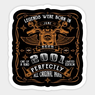 Legends Born In June 2001 22nd Birthday Sticker